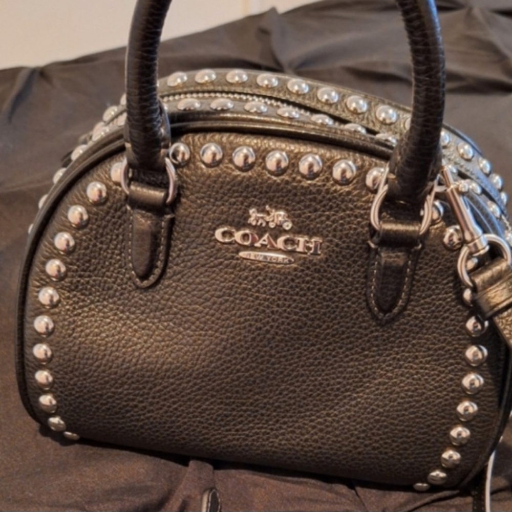 Coach Sydney Black Riveted Crossbody Bag
